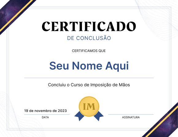 Certificado Curso de Imposição de Mãos